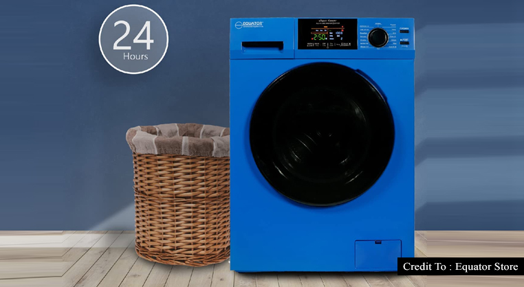 Blue washer and dryer